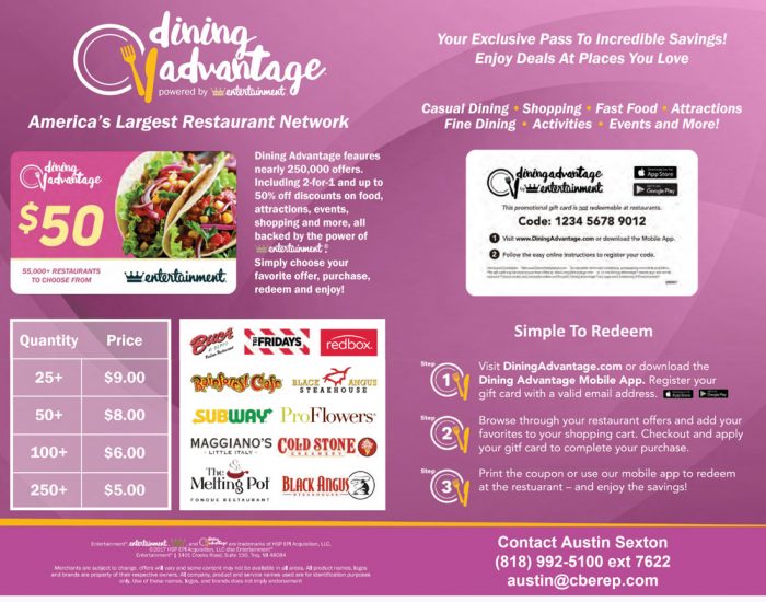 Dining Advantage Las Vegas Incentives